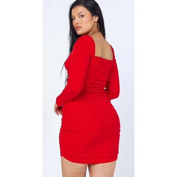 Princess Polly Portia Red Bodycon Square Neck Minidress Sold Out Online size 4 - Picture 2 of 10